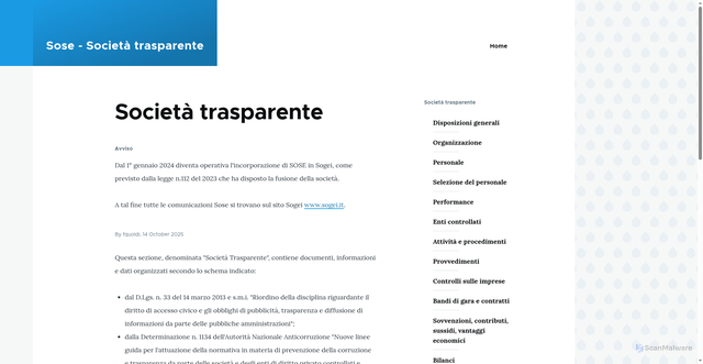 Security scan screenshot of https://www.sose.it/