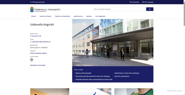 Security scan screenshot of https://www.domstol.se/uddevalla-tingsratt/