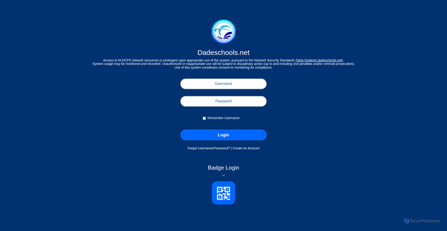 Security scan screenshot of https://auth.dadeschools.net/_auth/dsLogon.aspx