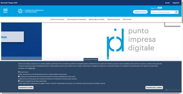 Security scan screenshot of https://www.paen.camcom.gov.it