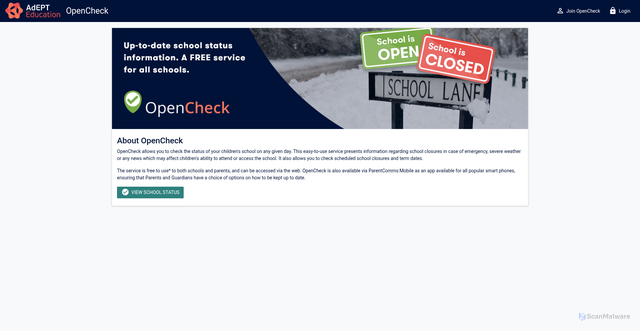 Security scan screenshot of https://opencheck.adept.education/