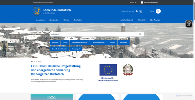 Security scan screenshot of https://www.comune.cortaccia.bz.it/de