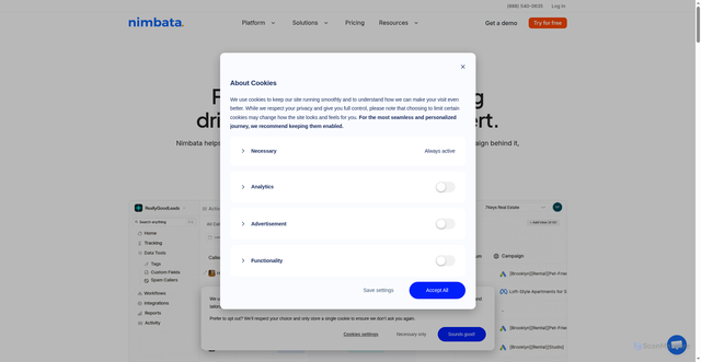 Security scan screenshot of https://nimbata.com