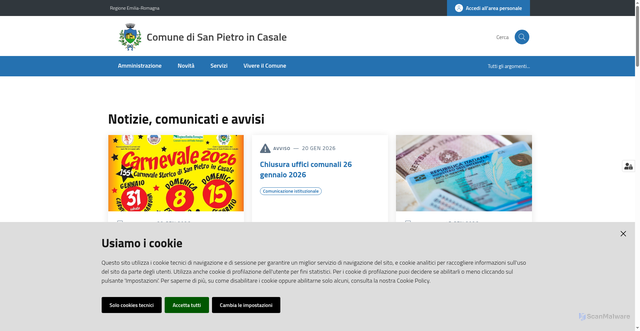 Security scan screenshot of https://www.comune.san-pietro-in-casale.bo.it/