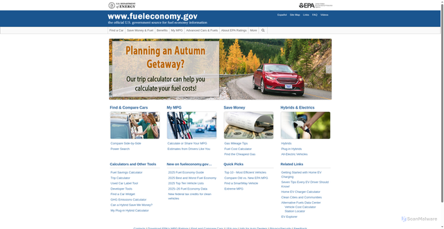 Security scan screenshot of https://fueleconomy.gov/