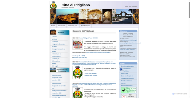 Security scan screenshot of https://www.comune.pitigliano.gr.it/