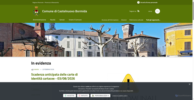 Security scan screenshot of https://www.comune.castelnuovobormida.al.it