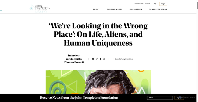 Security scan screenshot of https://www.templeton.org/news/where-are-they-the-silence-of-the-universe-is-deafening?utm_source=Receive+News+from+the+John+Templeton+Foundation&utm_campaign=0f7d107f2a-EMAIL_CAMPAIGN_2026_templetonideas_20260513&utm_medium=email&utm_term=0_-42837b4b08-97355777