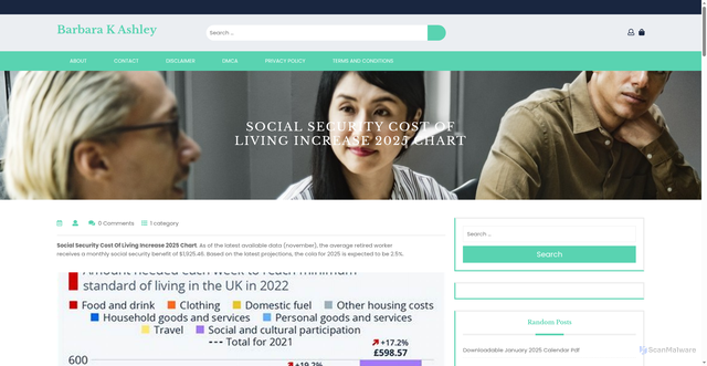 Security scan screenshot of https://barbarakashley.pages.dev/gmhkp-social-security-cost-of-living-increase-2025-chart-hjasj/