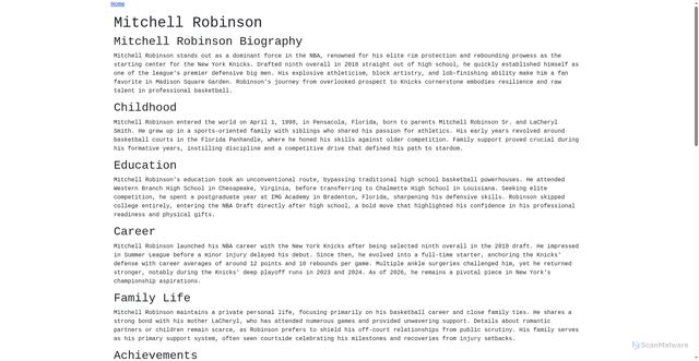 Security scan screenshot of https://alexcostin.com/mitchell-robinson