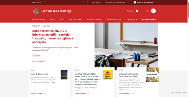 Security scan screenshot of https://www.comune.saccolongo.pd.it/