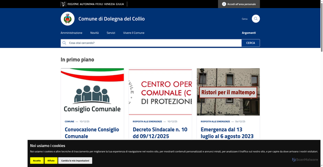 Security scan screenshot of https://www.comune.dolegnadelcollio.go.it/