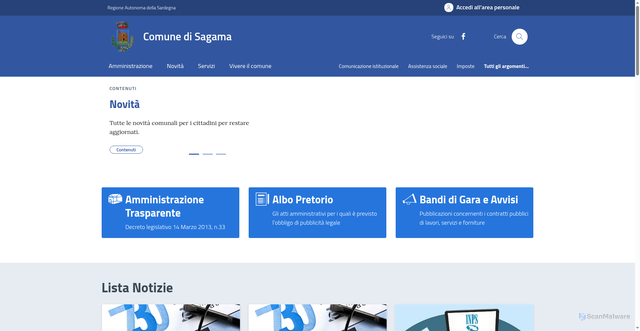 Security scan screenshot of https://comune.sagama.or.it/