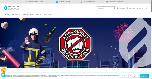 Security scan screenshot of https://feuerwehrstore.de/