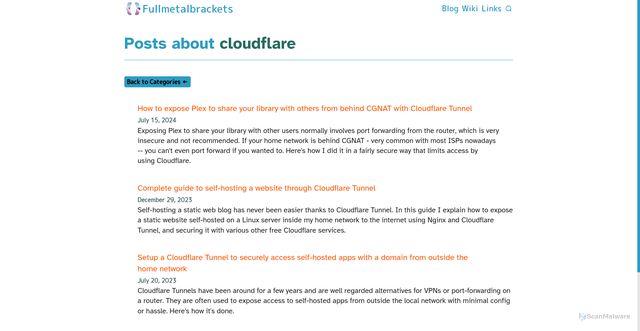 Security scan screenshot of https://ariel.wiki/categories/cloudflare/