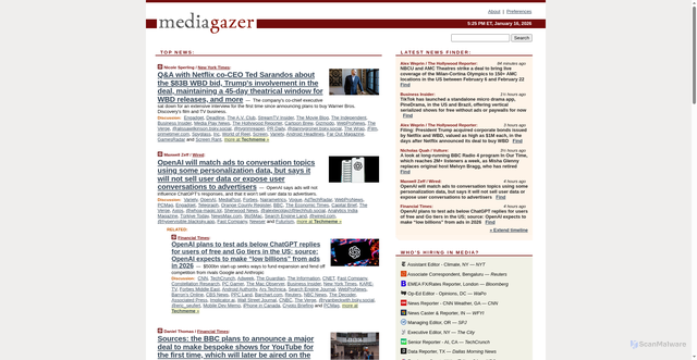 Security scan screenshot of https://mediagazer.com