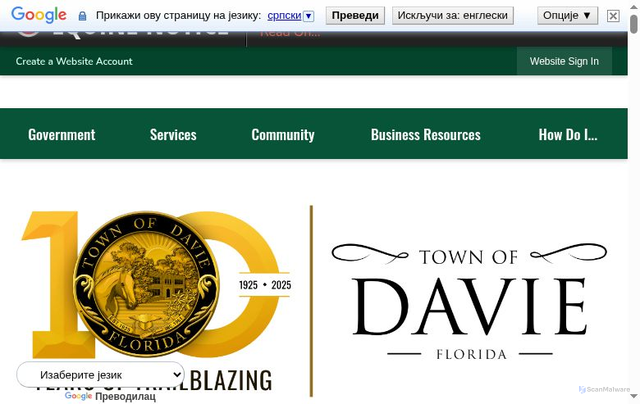 Security scan screenshot of https://www.davie-fl.gov/