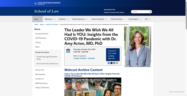 Security scan screenshot of https://case.edu/law/about/events-lectures/leader-we-wish-we-all-had-you-insights-covid-19-pandemic-dr-amy-acton-md-phd