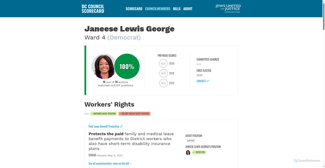 Security scan screenshot of https://www.dccouncil.org/mems/janeese-lewis-george
