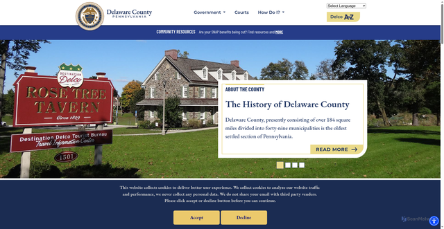 Security scan screenshot of https://delcopa.gov/