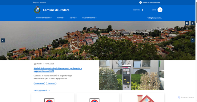 Security scan screenshot of https://www.comune.predore.bg.it/