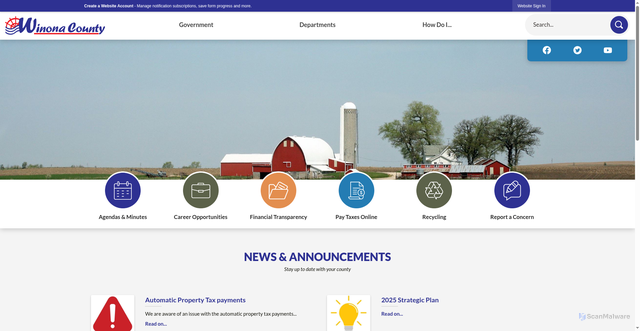 Security scan screenshot of https://winonacounty.gov/