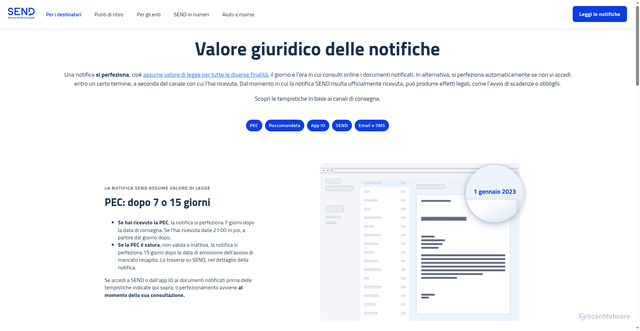 Security scan screenshot of https://www.notifichedigitali.it/perfezionamento