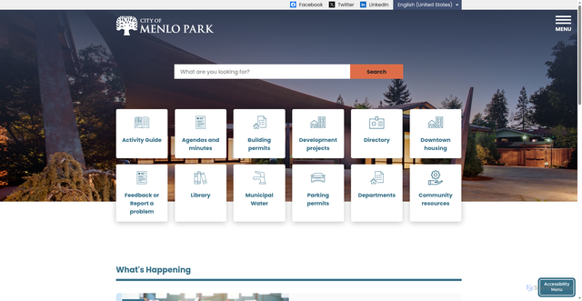 Security scan screenshot of https://www.menlopark.gov/Home