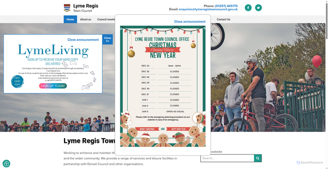 Security scan screenshot of https://www.lymeregistowncouncil.gov.uk/