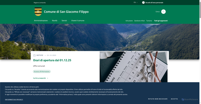 Security scan screenshot of https://www.comune.sangiacomofilippo.so.it/