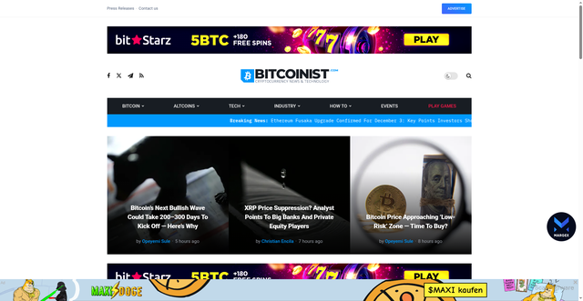 Security scan screenshot of https://bitcoinist.com/