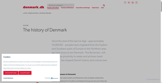 Security scan screenshot of https://denmark.dk/people-and-culture/history