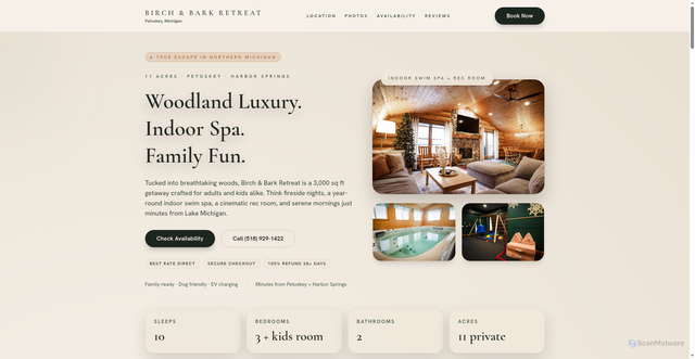 Security scan screenshot of https://birch-and-bark-retreats.pages.dev/