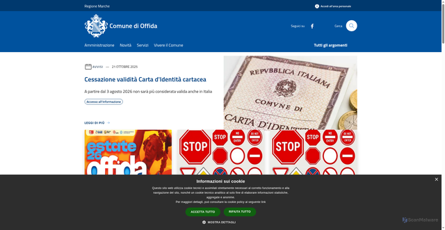 Security scan screenshot of https://www.comune.offida.ap.it