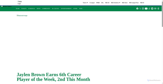 Security scan screenshot of https://celtics.com/news/sidebar-202512290jaylen-brown-earns-6th-career-player-of-the-week-2nd-this-month