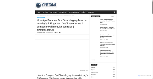 Security scan screenshot of https://www.cinetotal.com.br/entretenimento/how-ape-escapes-dualshock-legacy-lives-on-in-todays-ps5-games-well-never-make-it-compatible-with-regular-controls-cinetotal-com-br/143699/