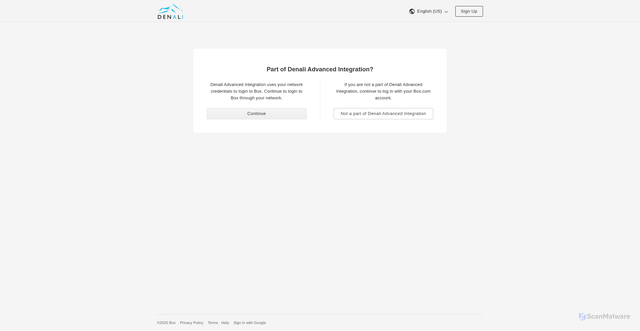 Security scan screenshot of https://denaliai.app.box.com