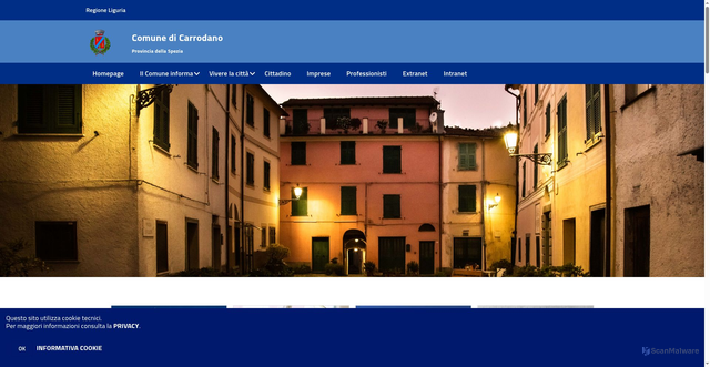 Security scan screenshot of https://www.comune.carrodano.sp.it/hh/index.php