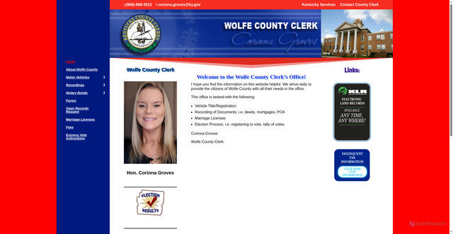 Security scan screenshot of https://wolfecoclerkky.gov/