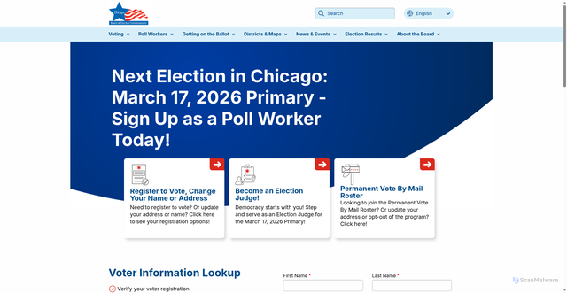 Security scan screenshot of https://chicagoelections.gov/