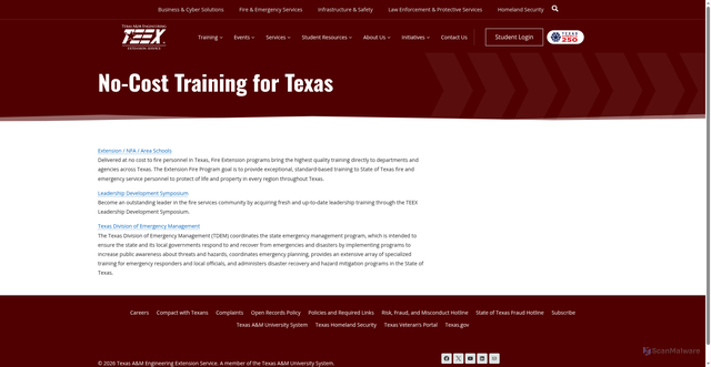 Security scan screenshot of https://teexonline.org/no-cost-training-for-texas/