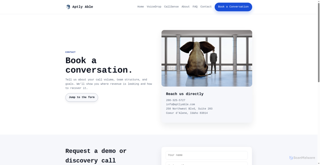 Security scan screenshot of https://aptlyablewebsite-project2.pages.dev/contact.html