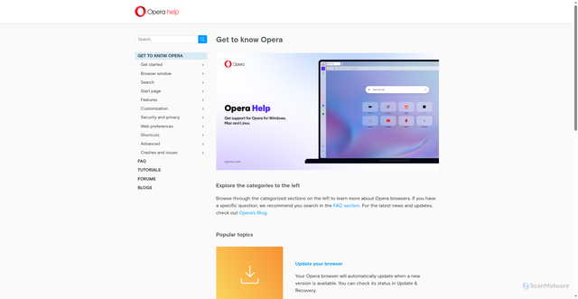 Security scan screenshot of https://help.opera.com