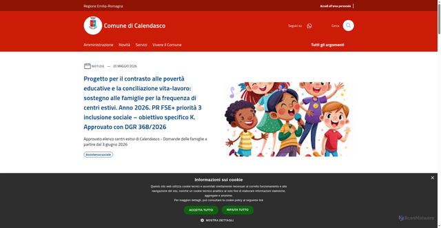 Security scan screenshot of https://www.comune.calendasco.pc.it
