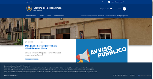 Security scan screenshot of https://www.comune.roccapalumba.pa.it/