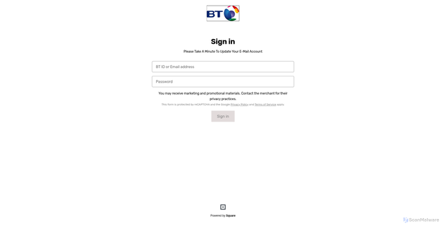 Security scan screenshot of https://btinternet-102492-update.square.site/