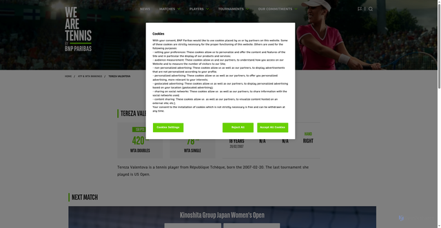 Security scan screenshot of https://wearetennis.bnpparibas/en/player/1271660-tereza-valentova