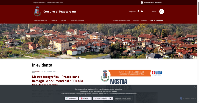 Security scan screenshot of https://www.comune.prascorsano.to.it/it-it/home