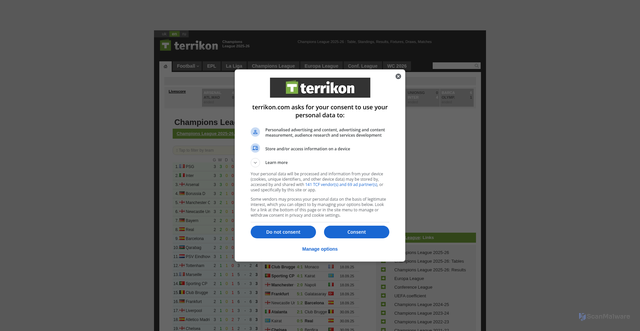 Security scan screenshot of https://terrikon.com/en/champions-league