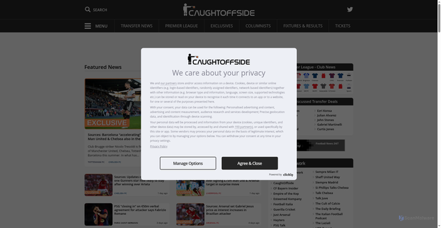 Security scan screenshot of https://www.caughtoffside.com